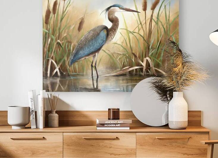 Heron in His Happy Place by Thea Menagh