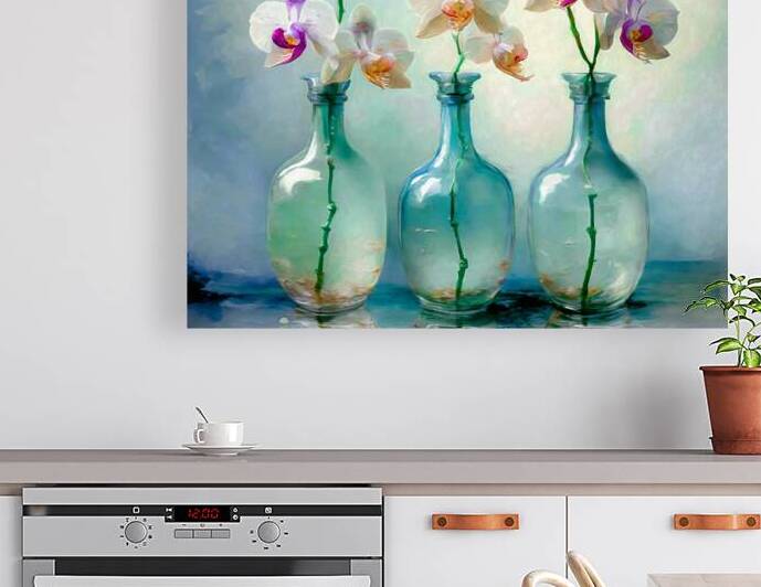 Orchids in Green Vases by Thea Menagh