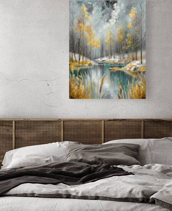 Falling Snow on the Pond by Thea Menagh