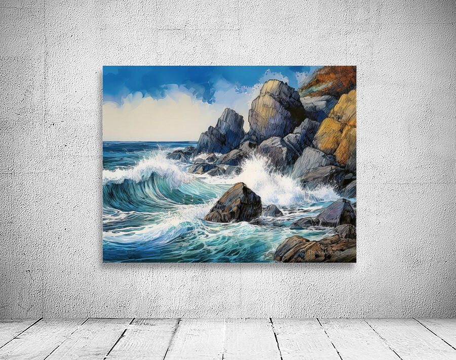 Water Whacks Against Rocky Shores Wall Preview