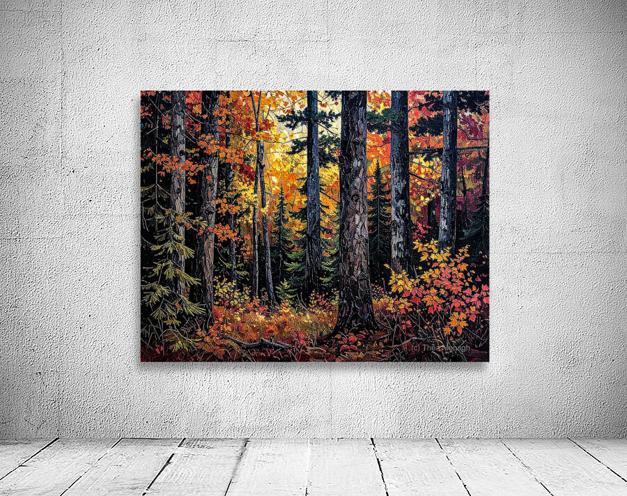 Dense Dark Fall Forest Wall Preview