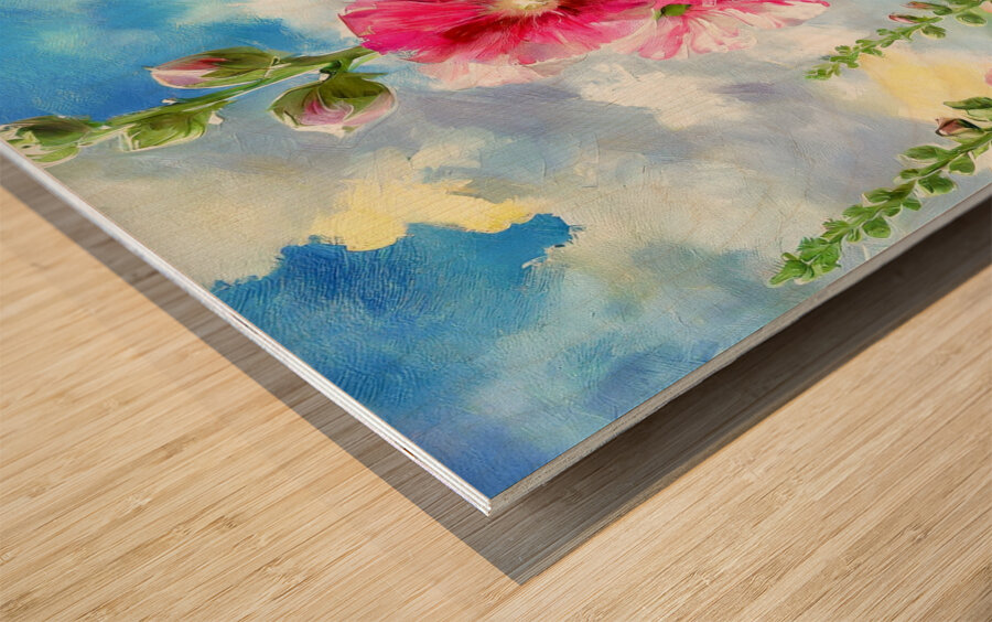 Oma Loved Her Hollyhocks Wood print