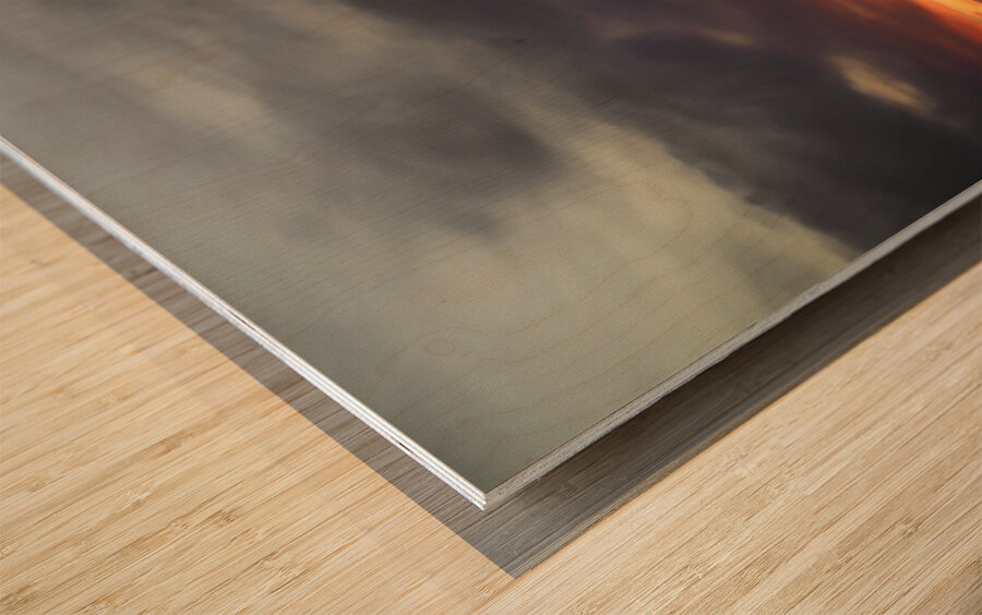 Night Falls with a Dark Wave Wood print