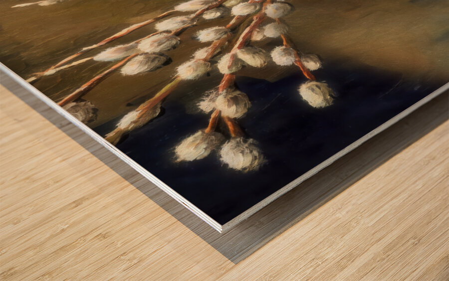 Pussywillows in a Jug Wood print