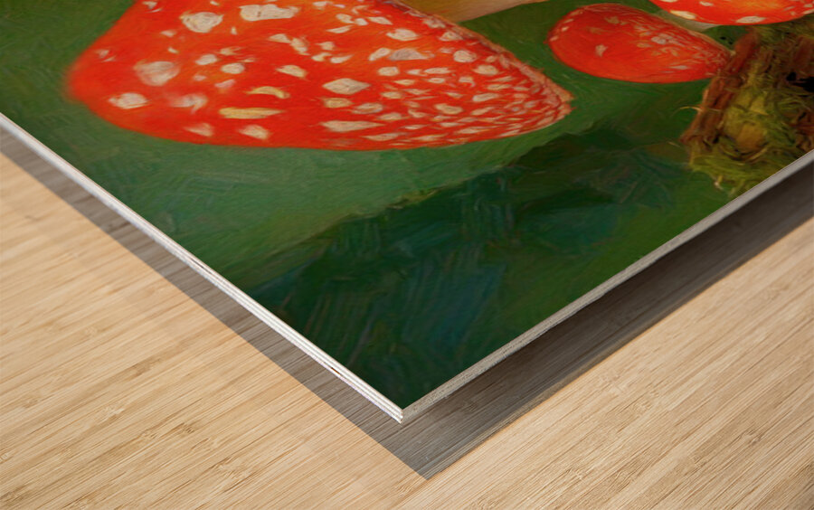 Red Spotted Toadstools Wood print