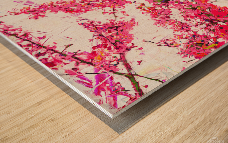 Sakura Tree with Cherry Blossoms Wood print