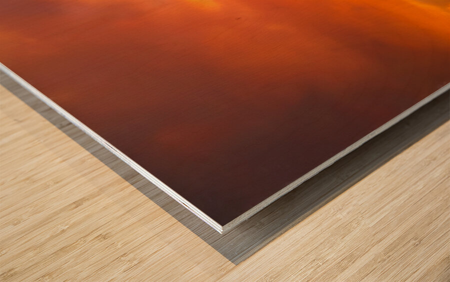 Orange Sky at Sunset Wood print