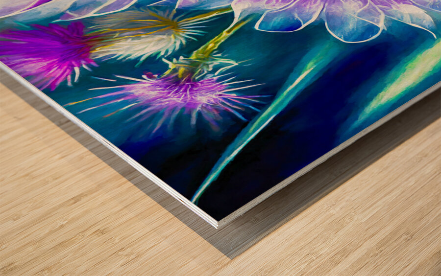 Transparent Thistles Wood print