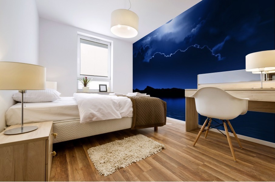 Fantasy Moon and Clouds over water Mural print