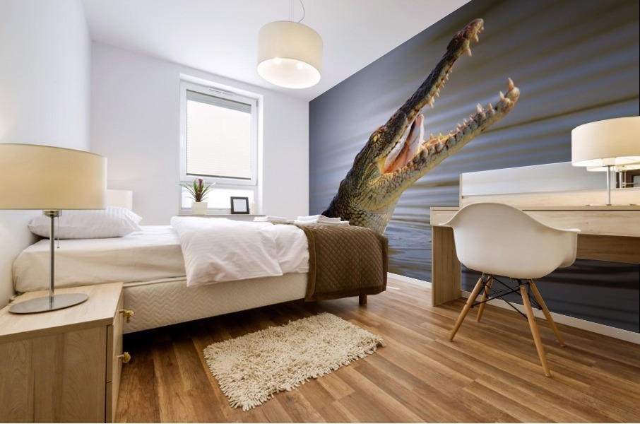Nile crocodile swollowing fish Mural print