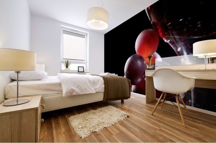 Red wine with grapes Mural print
