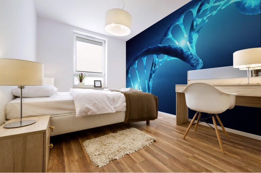 DNA structure illuminated Mural print