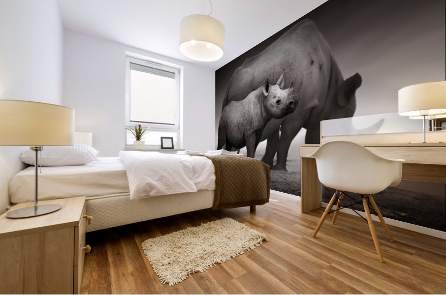Black Rhinoceros calf Mural print