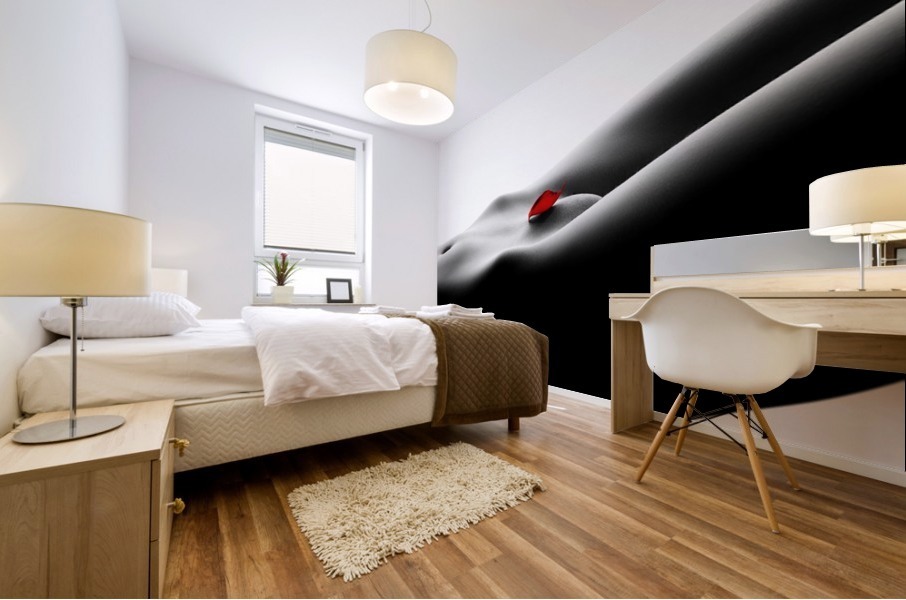 Nude bodyscape on white 1 Mural print