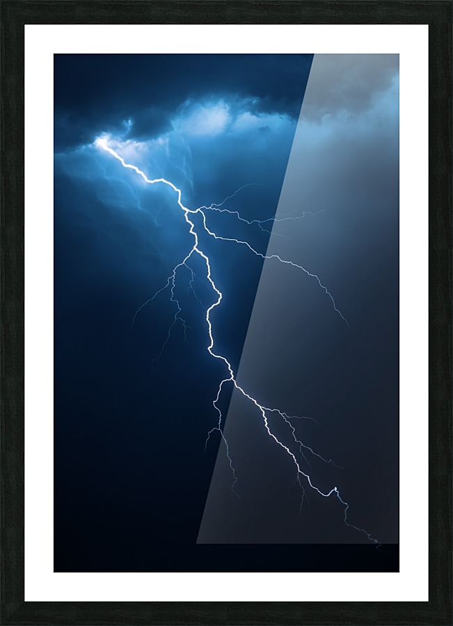Lightning with dramatic cloudscape Picture Frame print