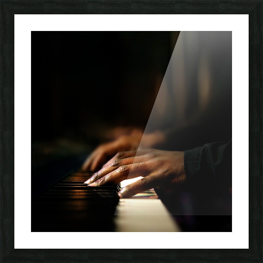 Hands playing piano close-up Picture Frame print