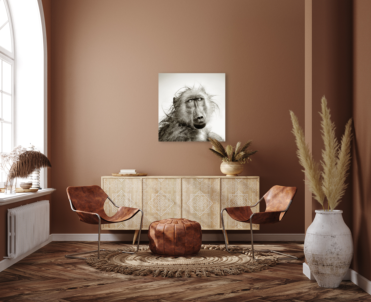 Wet Baboon portrait Reproduction