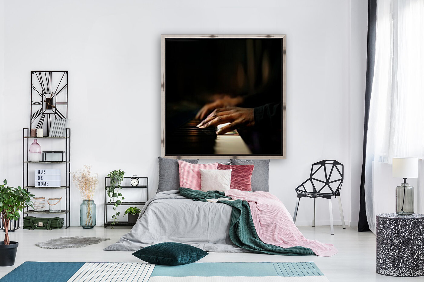 Hands playing piano close-up Reproduction