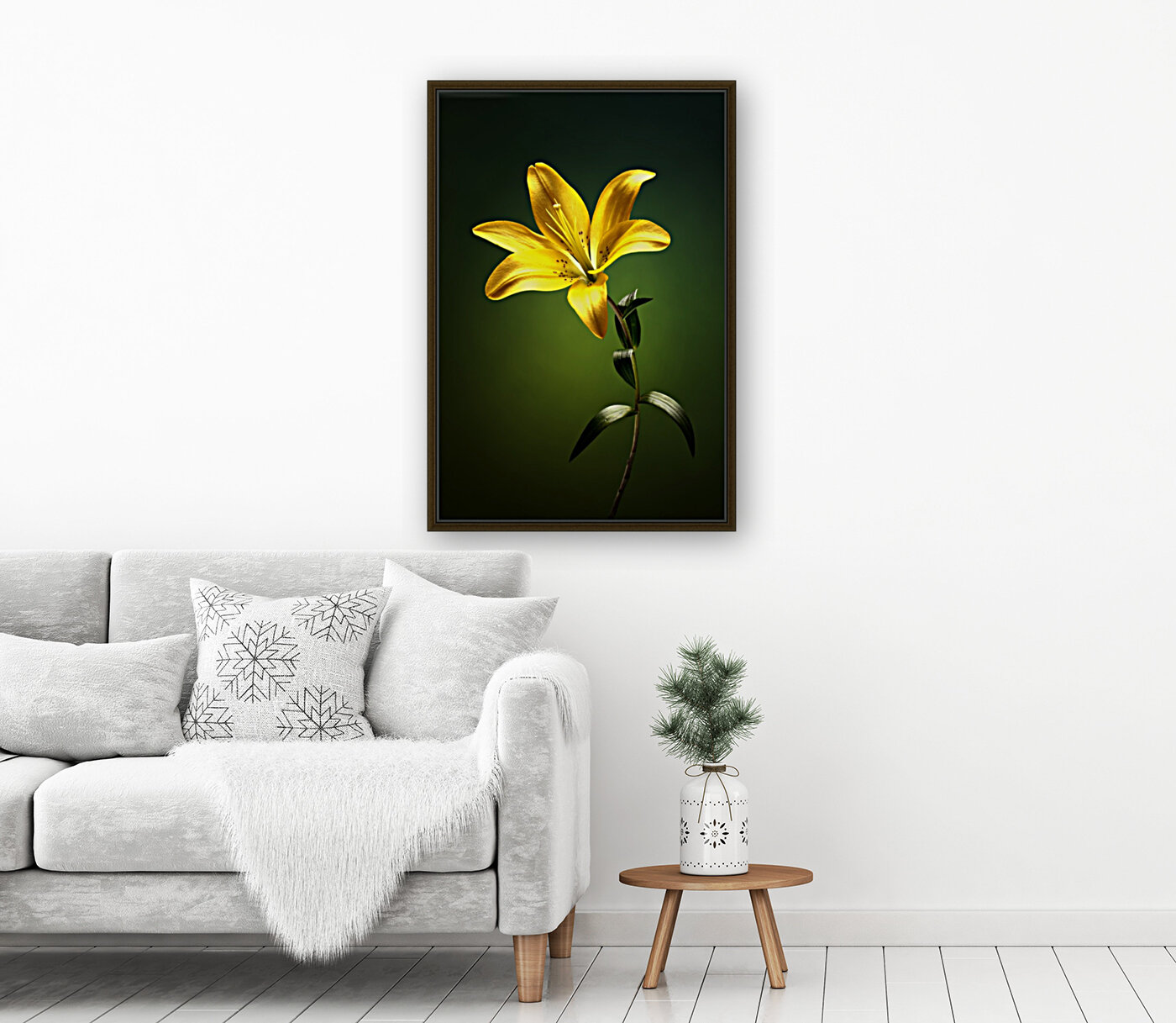 Yellow lily with stem Reproduction