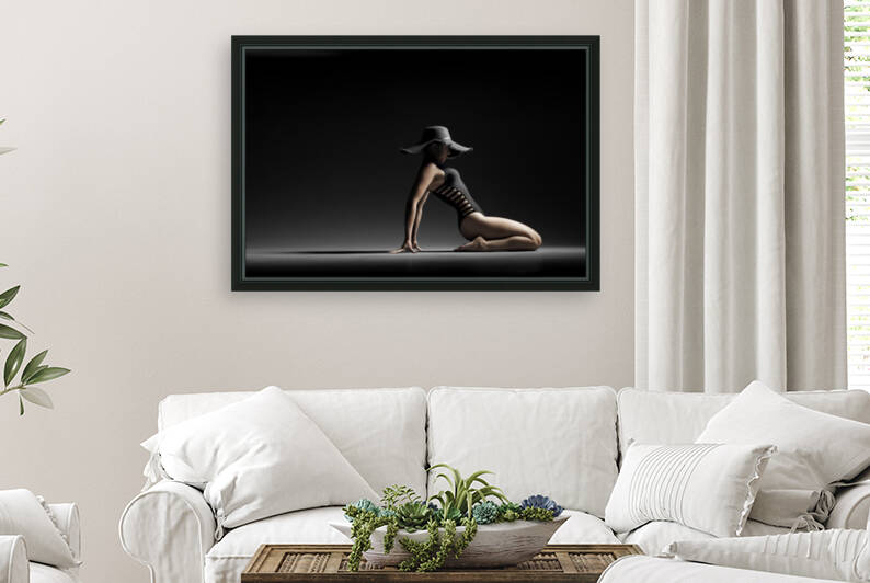 Woman in black costume by Johan Swanepoel