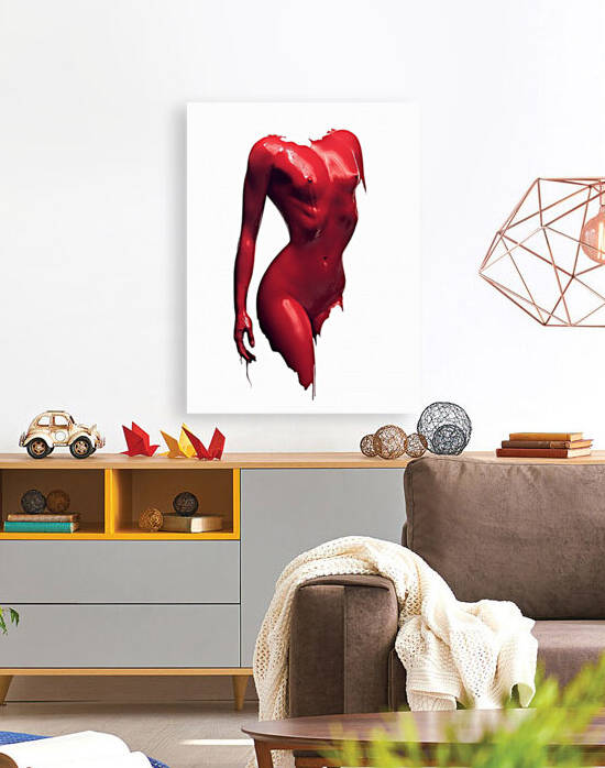 Woman body red paint by Johan Swanepoel