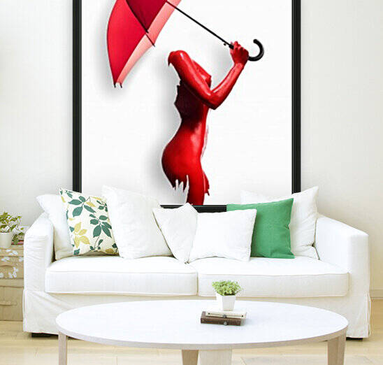 Red Painted Body with Umbrella by Johan Swanepoel