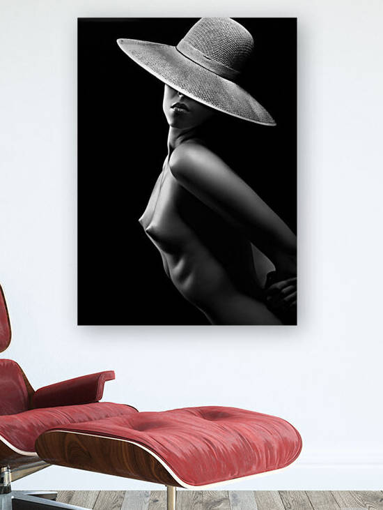 Nude woman with white hat 2 by Johan Swanepoel