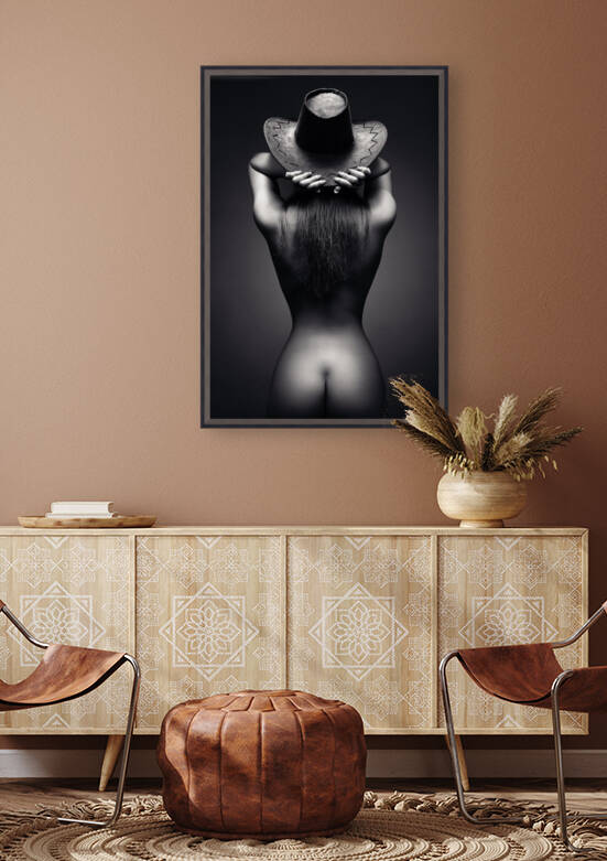 Nude woman cowboy hat 2 by Johan Swanepoel