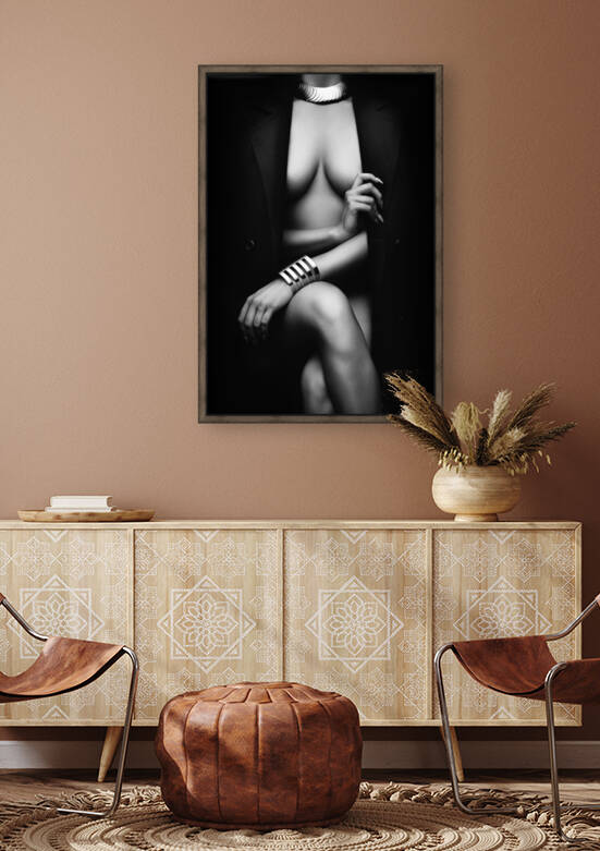 Nude Woman with jacket 1 by Johan Swanepoel