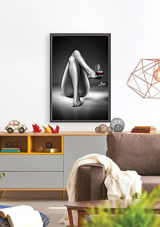 Nude woman red wine 4 by Johan Swanepoel