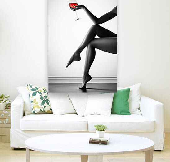 Nude woman red wine 5 by Johan Swanepoel
