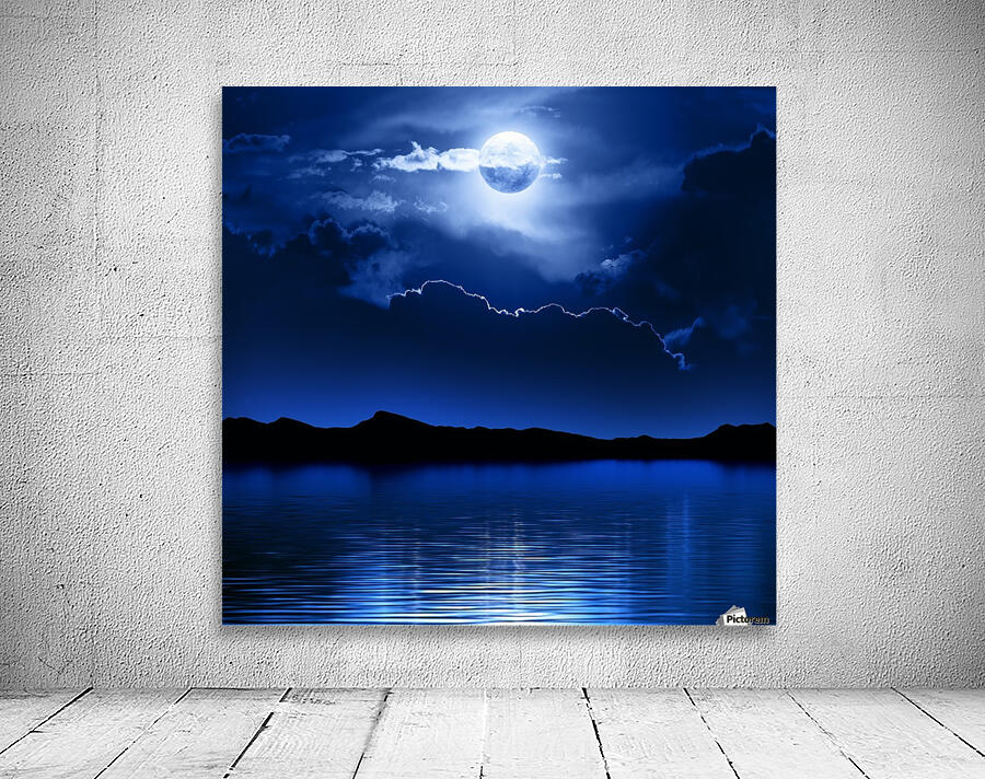 Fantasy Moon and Clouds over water Wall Preview