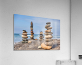 beach pebbles tower Acrylic Print
