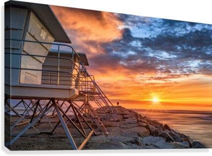 2 lovers watching the sunset Canvas Print