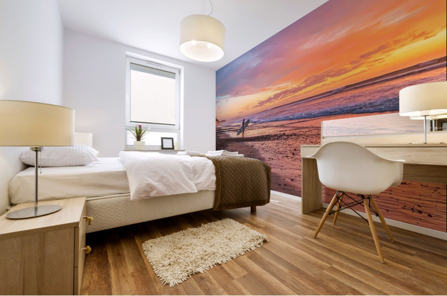 sunset surfer Mural print