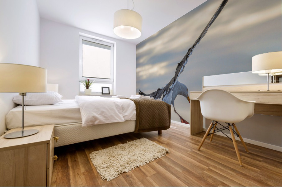 Seagull in the wind Mural print