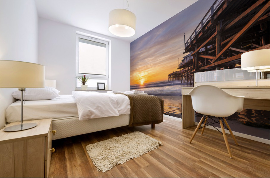 PB pier sunset Mural print