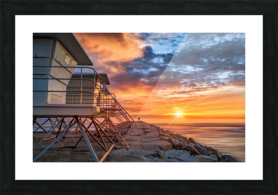 2 lovers watching the sunset Picture Frame print