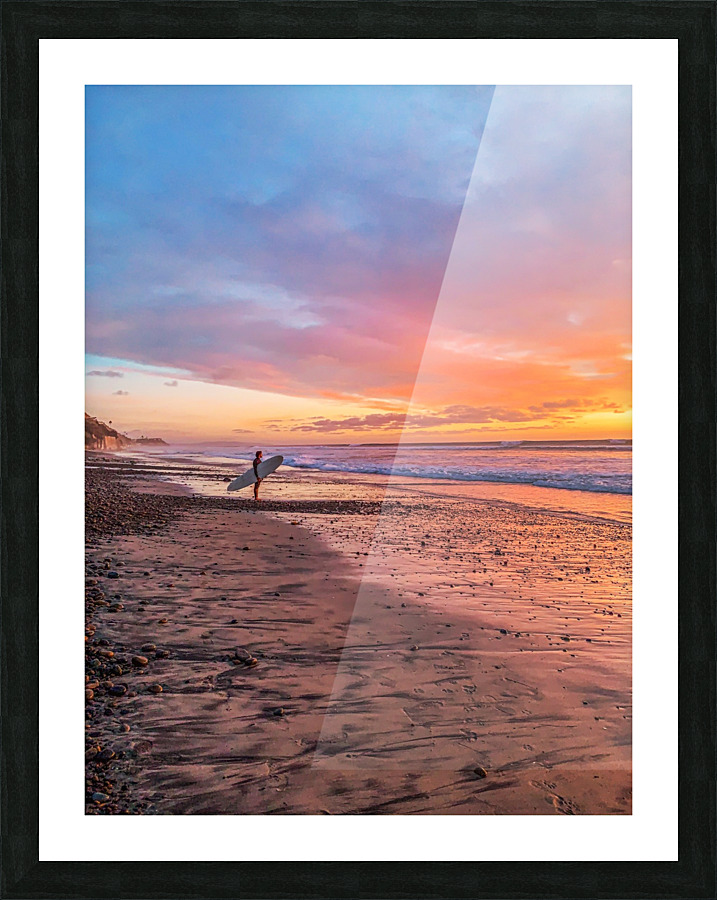 sunset surfer Picture Frame print