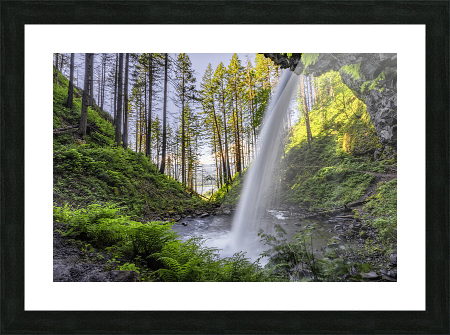 Under the waterfall Picture Frame print
