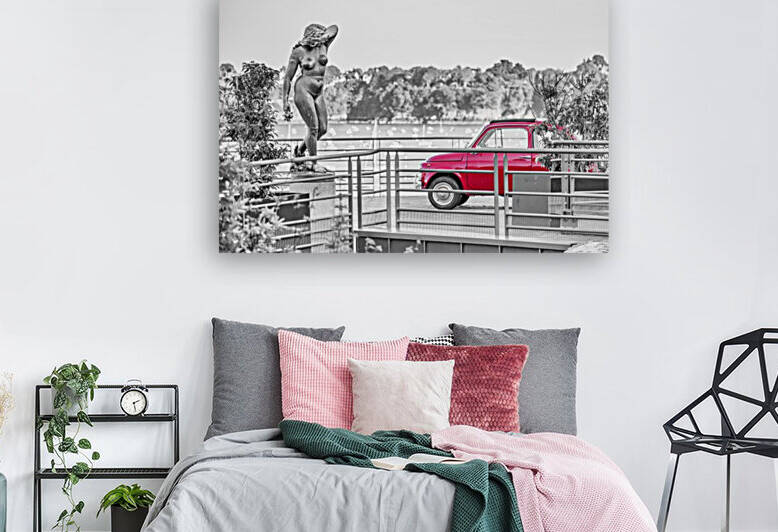 vintage fiat vs statue in Dinard  France by Yves COUTURIER