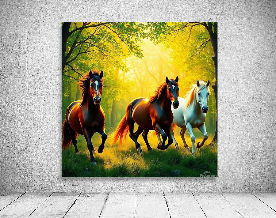 Bright vibrant colors depicting wild horses in a Wall Preview