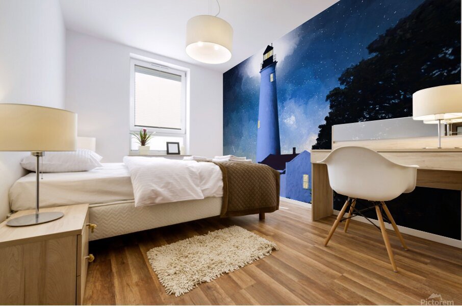 Night Time View of St Marks Lighthouse - Florida Coast Landscape Mural print