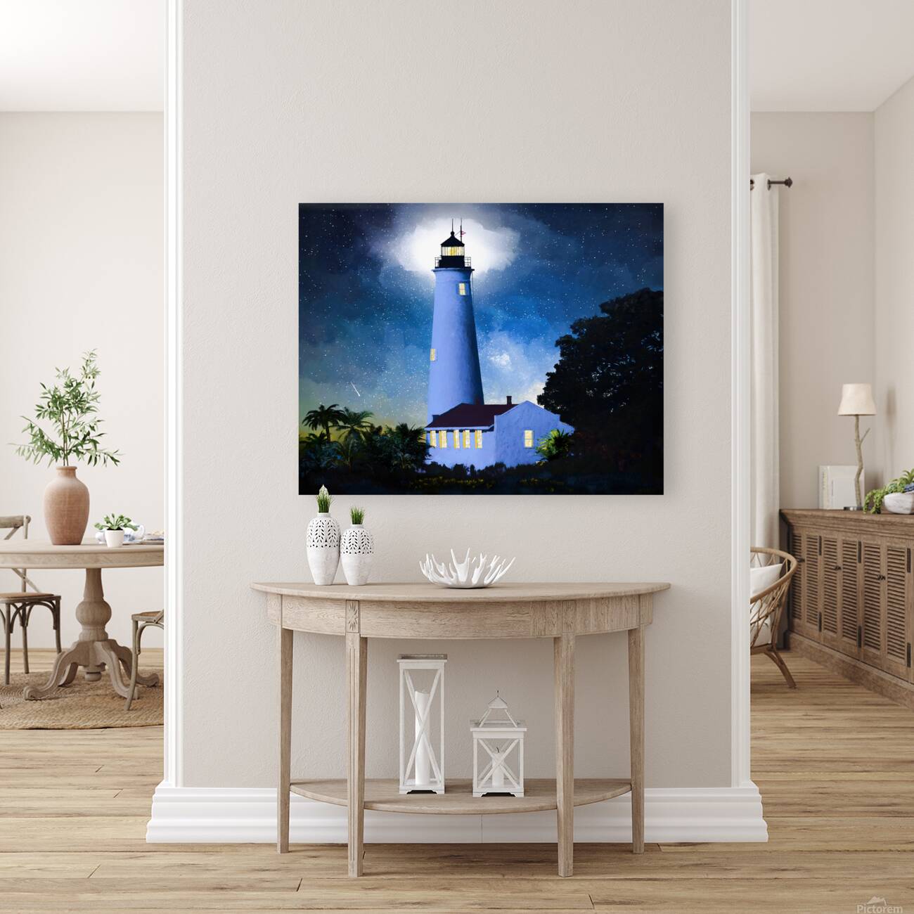 Night Time View of St Marks Lighthouse - Florida Coast Landscape Reproduction