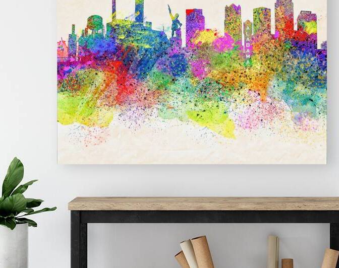 Colorful Stylized Birmingham Alabama Skyline Art by Mark Tisdale