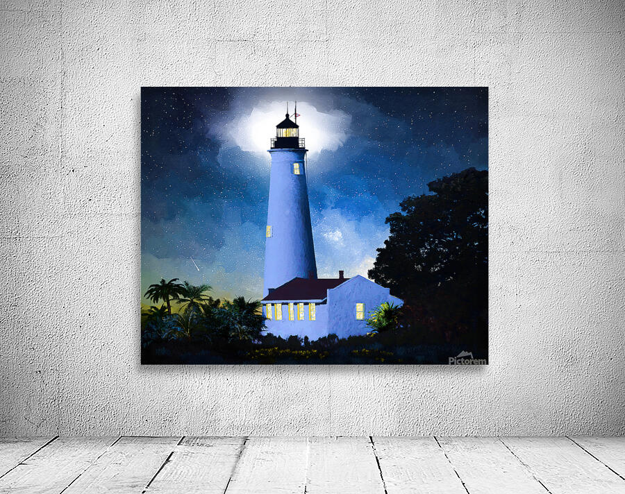 Night Time View of St Marks Lighthouse - Florida Coast Landscape Wall Preview