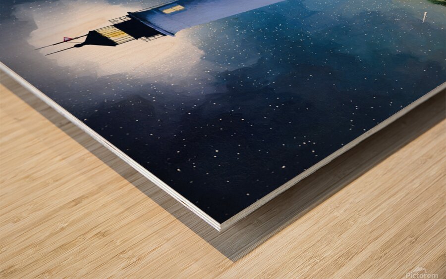 Night Time View of St Marks Lighthouse - Florida Coast Landscape Wood print