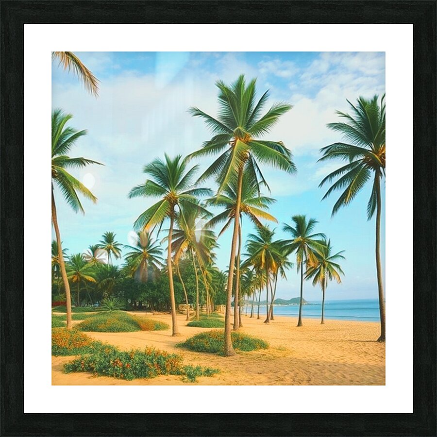 Palmtrees on a beach  Picture Frame print