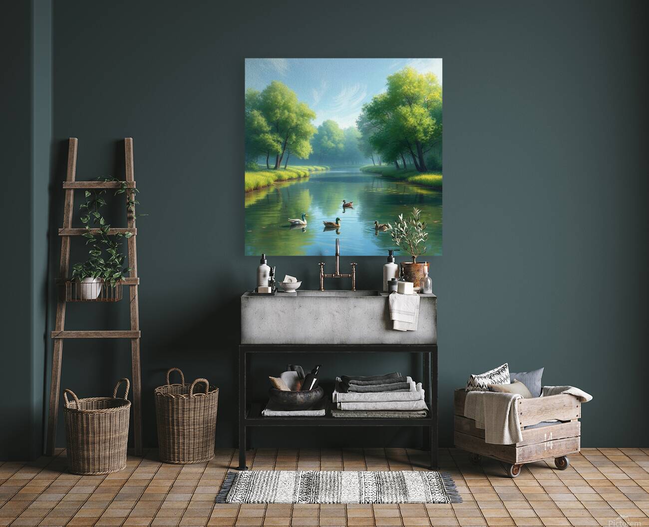 Ducks on a river  Reproduction