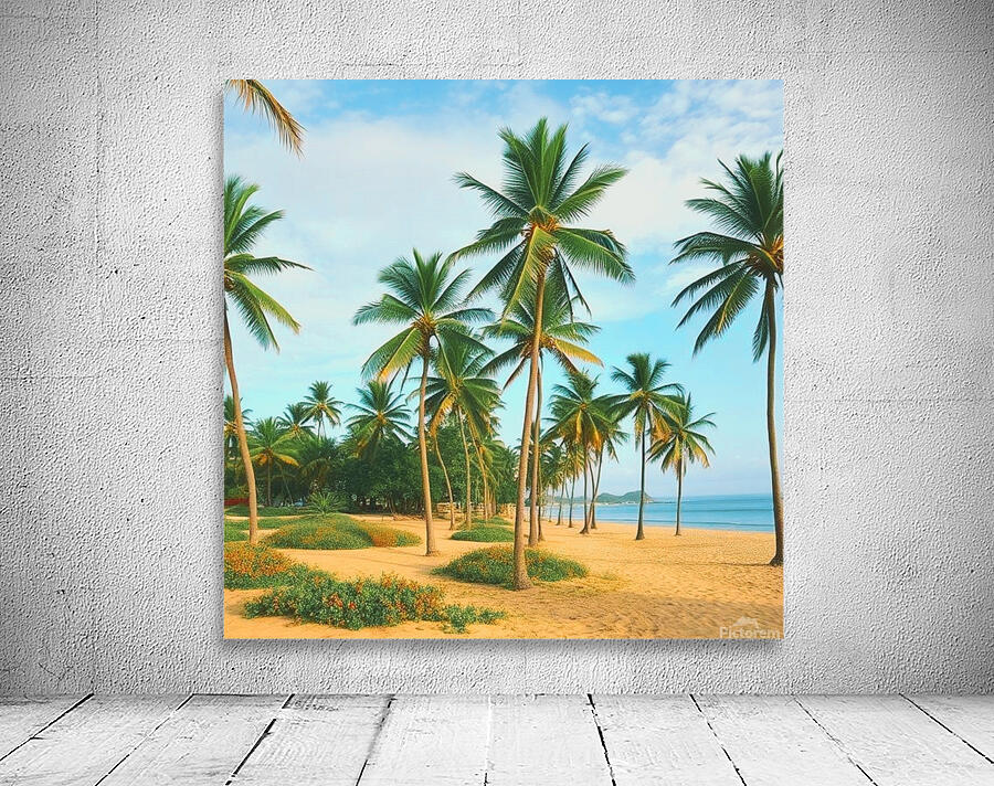 Palmtrees on a beach  Wall Preview